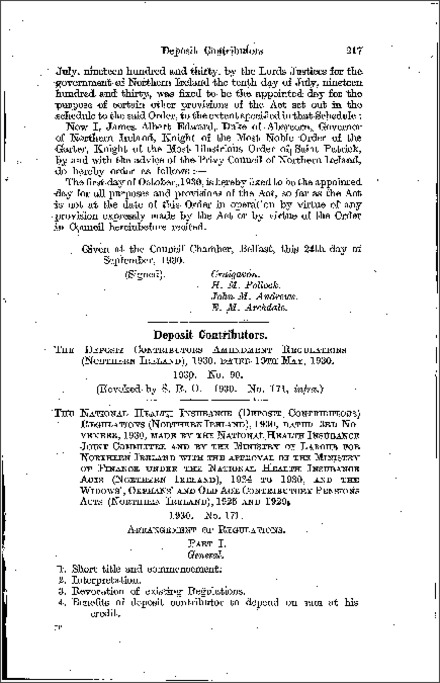 The National Health Insurance (Deposit Contributors) Amendment Regulations (Northern Ireland) 1930