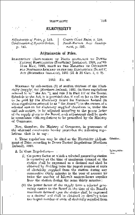 The Electricity (Adjustment of price according to Power Factor) Regulations (Northern Ireland) 1932