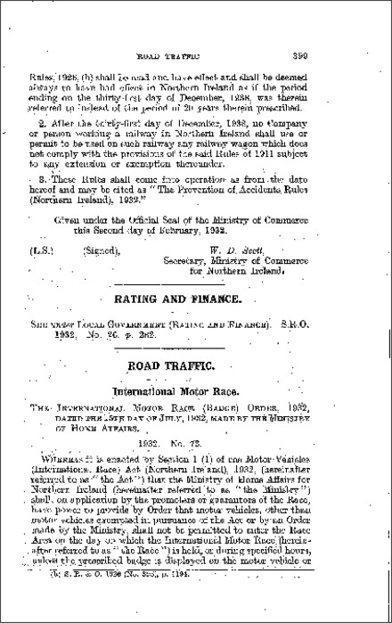 The International Motor Race (Badge) Order (Northern Ireland) 1932