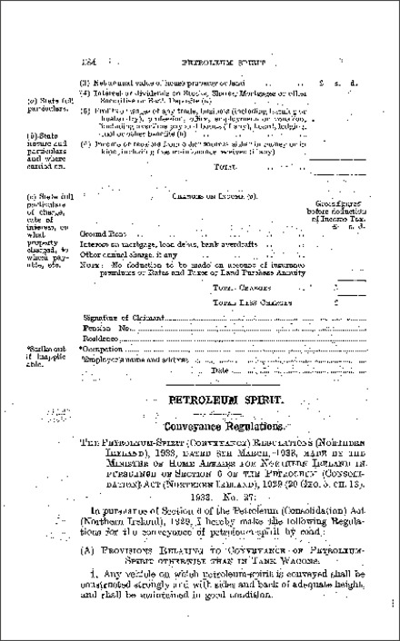 The Petroleum-Spirit (Conveyance) Regulations (Northern Ireland) 1933