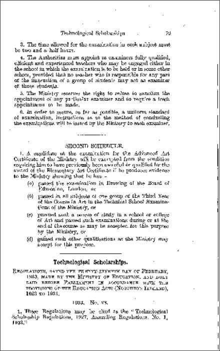 The Technological Scholarship Amendment Regulations No. 1 (Northern Ireland) 1933