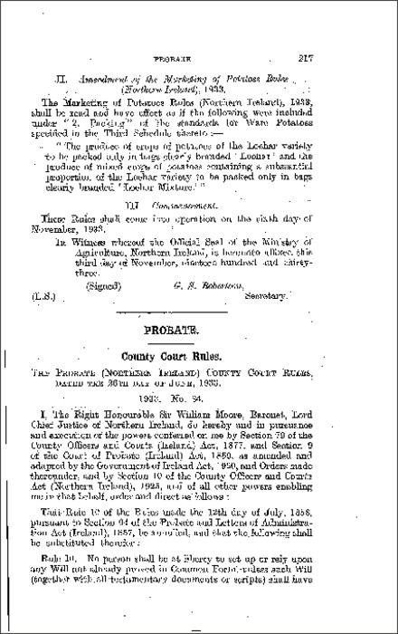The Probate: County Court Rules (Northern Ireland) 1933
