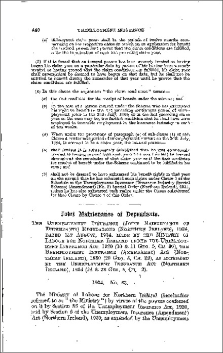 The Unemployment Insurance (Joint Maintenance of Dependants) Regulations (Northern Ireland) 1934