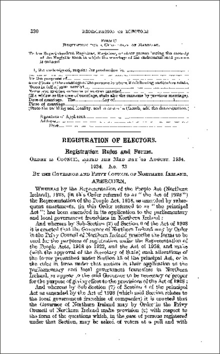 The Representation of the People Order (Northern Ireland) 1934