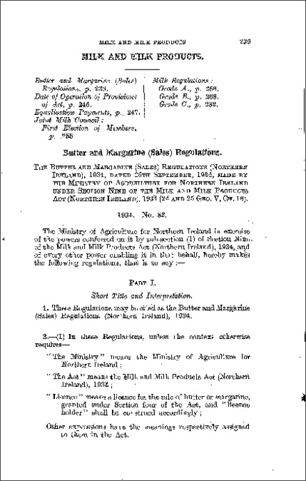 The Butter and Margarine (Sales) Regulations (Northern Ireland) 1934