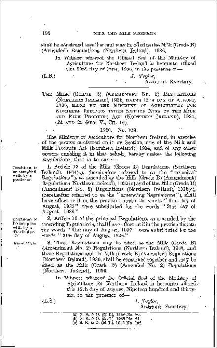 The Milk (Grade B) (Amendment No. 2) Regulations (Northern Ireland) 1936