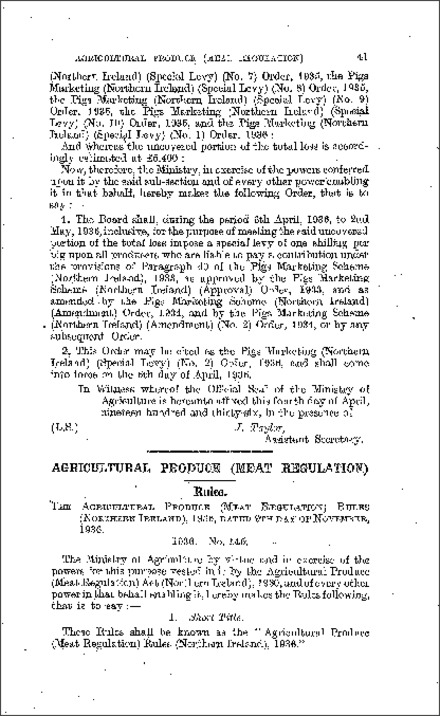 The Agricultural Produce (Meat Regulation) Rules (Northern Ireland) 1936