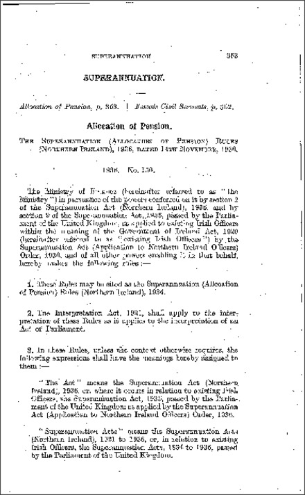 The Superannuation (Allocation of Pension) Rules (Northern Ireland) 1936