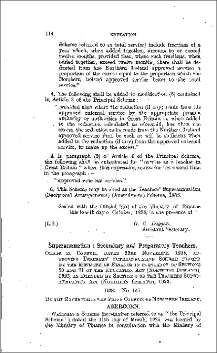 The Education (Secondary and Preparatory Teachers) Superannuation Regulations (Northern Ireland) 1936