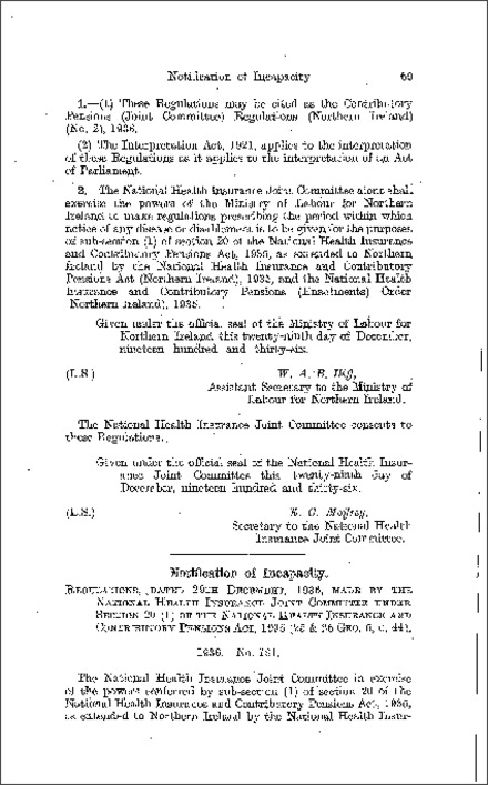 The Contributory Pensions (Notification of Incapacity) Regulations (Northern Ireland) 1936