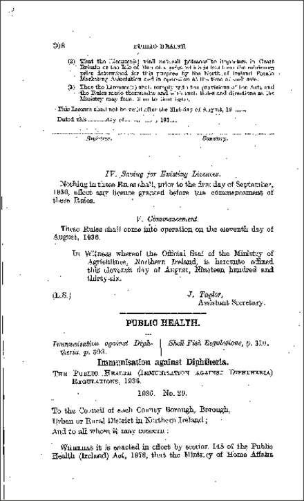 The Public Health (Immunisation against Diphtheria) Regulations (Northern Ireland) 1936