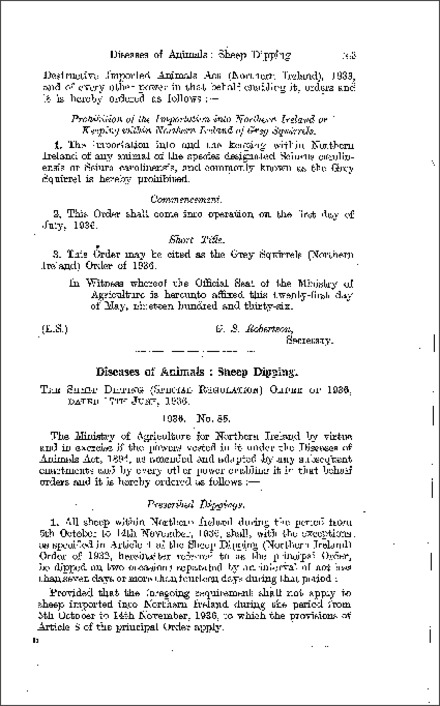 The Sheep Dipping (Special Regulation) Order (Northern Ireland) 1936