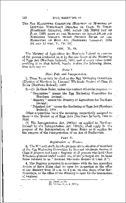 The Egg Marketing Cttee (Election of Members by Licensed Wholesale Dealers of Class B) Rules (Northern Ireland) 1936