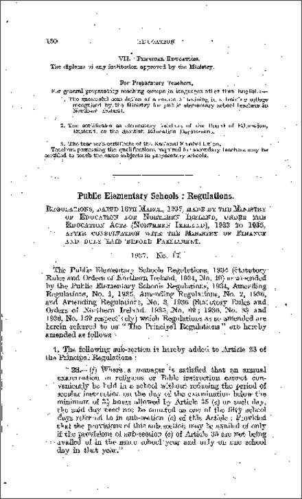 The Public Elementary Schools Amending No. 4 Regulations (Northern Ireland) 1937