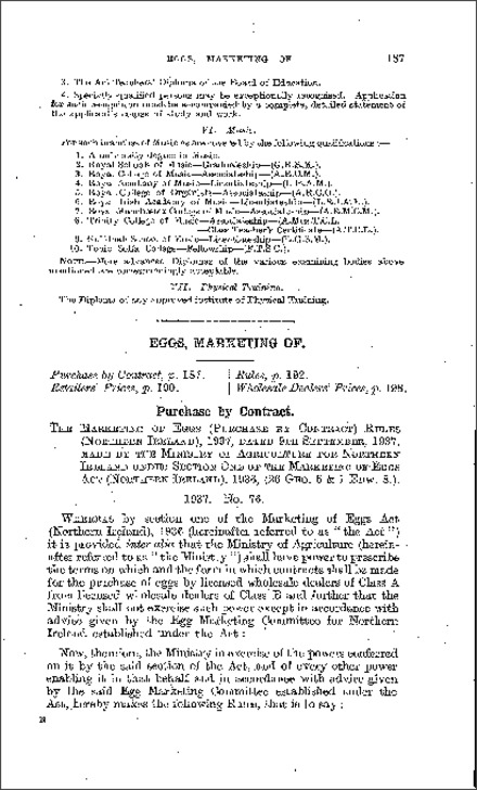 The Marketing of Eggs (Purchase by Contract) Rules (Northern Ireland) 1937