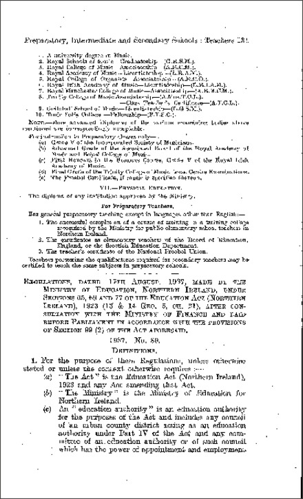The Secondary School Teachers Regulations (Northern Ireland) 1937