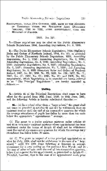 The Public Elementary Schools Amending No. 9 Regulations (Northern Ireland) 1938