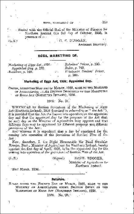 The Marketing of Eggs (Retailers') Rules (Northern Ireland) 1938