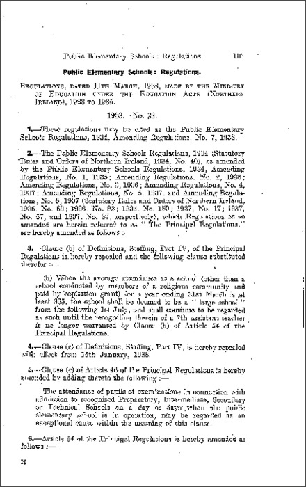 The Public Elementary Schools Amending No. 7 Regulations (Northern Ireland) 1938