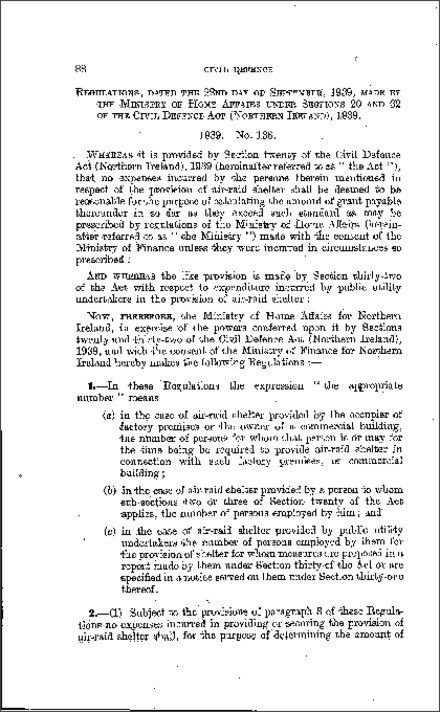 The Civil Defence (Air-Raid Shelter Standards of Expenditure) Regulations (Northern Ireland) 1939