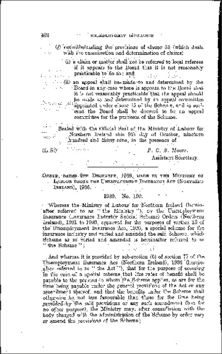 The Unemployment Insurance (Insurance Industry Special Scheme) (Variation and Amendment) Order (Northern Ireland) 1939