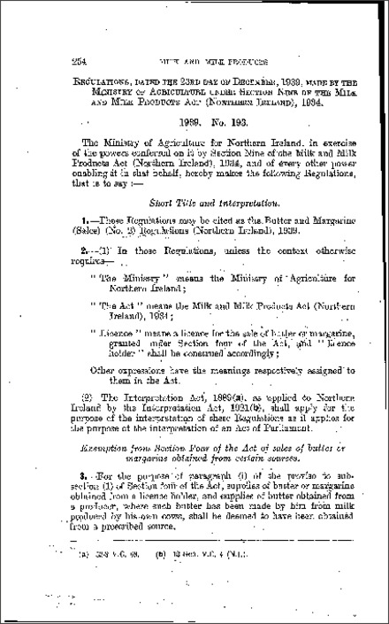 The Butter and Margarine (Sales) (No. 2) Regulations (Northern Ireland) 1939