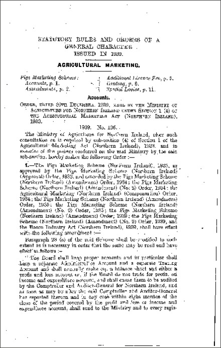 The Pigs Marketing Scheme (Amendment) (No. 3) Order (Northern Ireland) 1939