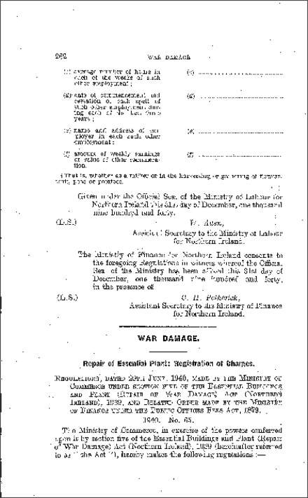 L S Given Under The Official Seal Of The Ministi Y Of Labour For Northern Ireland This 31st Day Of December Onethqusand Nin