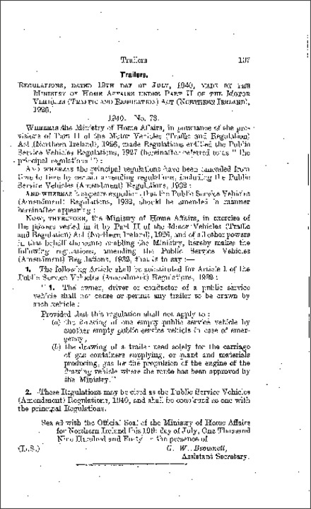 The Public Service Vehicles (Amendment) Regulations (Northern Ireland) 1940