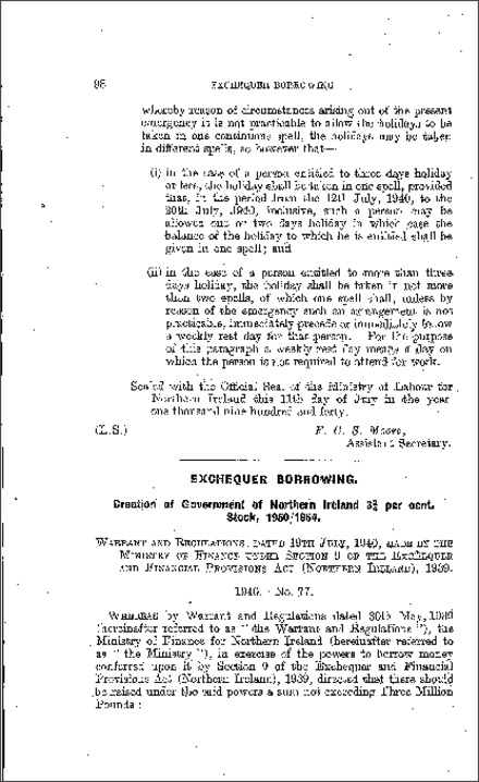 The Exchequer BorRecording Regulations (Northern Ireland) 1940