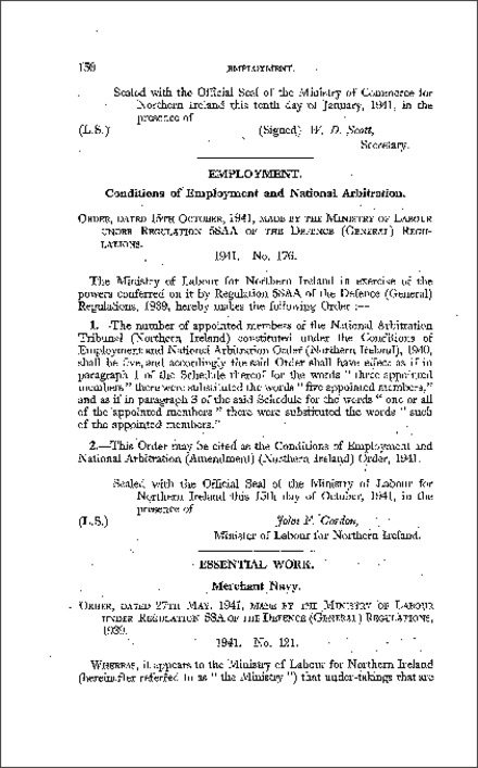 The Essential Work (Merchant Navy) Order (Northern Ireland) 1941