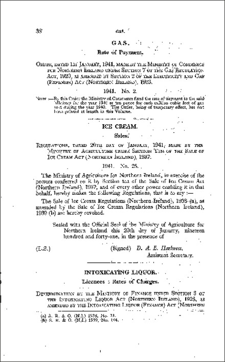 The Intoxicating Liquor (Licences) Rates of Charges Order (Northern Ireland) 1941
