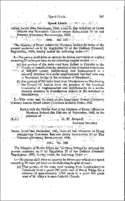 The Emergency Powers (Defence) (County Antrim Speed Limit) Order (Northern Ireland) 1941