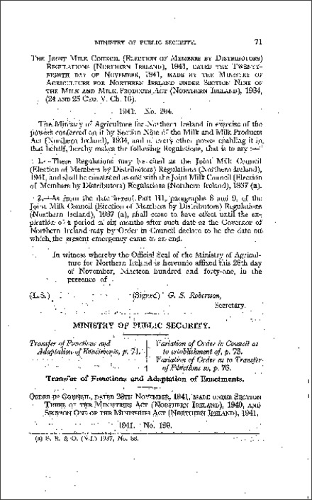 The Joint Milk Council (Election of Members by Distributors) Regulations (Northern Ireland) 1941