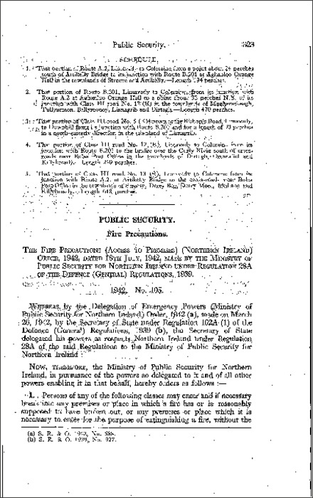 The Fire Precautions (Access to Premises) Order (Northern Ireland) 1942