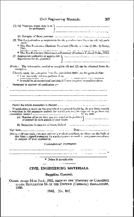 The Civil Engineering Materials (Supplies Control) No. 1 Order (Northern Ireland) 1942