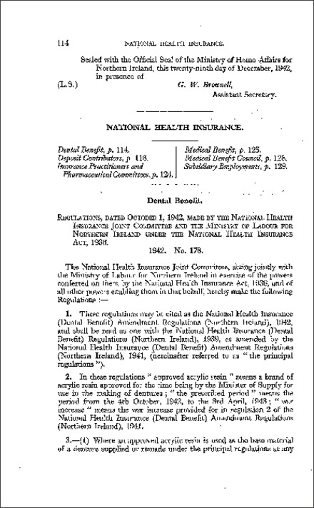 The National Health Insurance (Dental Benefit) Amendment Regulations (Northern Ireland) 1942