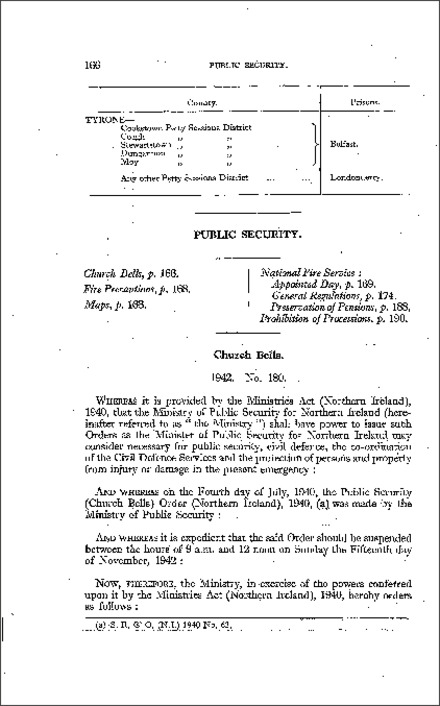 The Public Security (Church Bells) Order (Northern Ireland) 1942