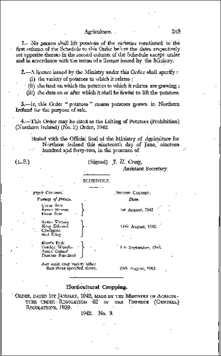 The Horticultural (Glasshouse Cropping) Order (Northern Ireland) 1942