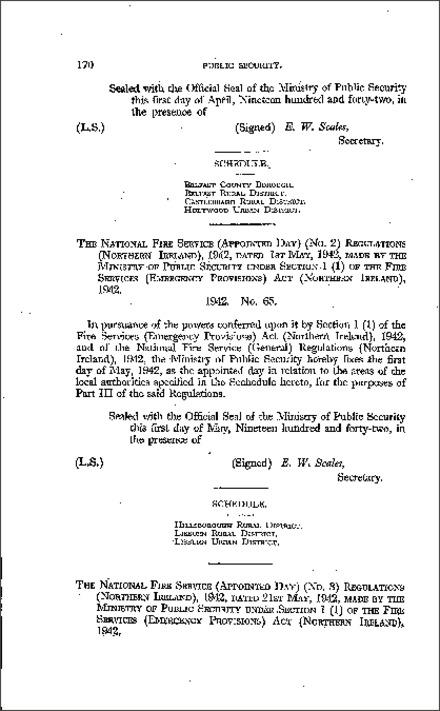 The National Fire Service (Appointed Day) (No. 2) Regulations (Northern Ireland) 1942