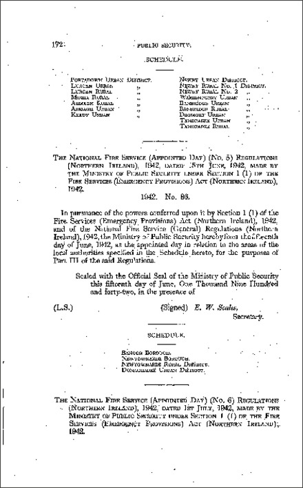 The National Fire Service (Appointed Day) Order (Northern Ireland) 1942