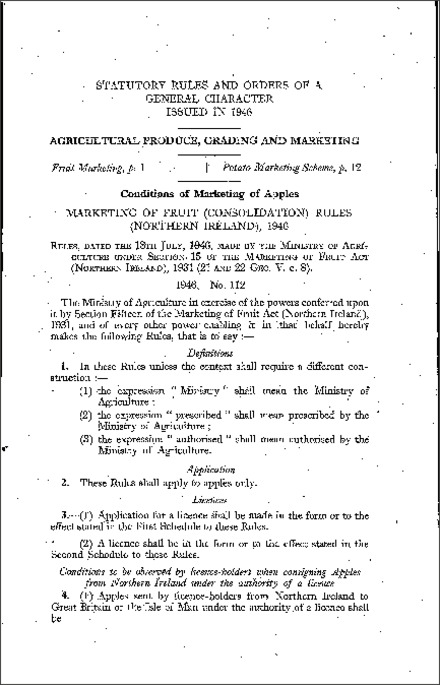 The Marketing of Fruit (Consolidation) Rules (Northern Ireland) 1946