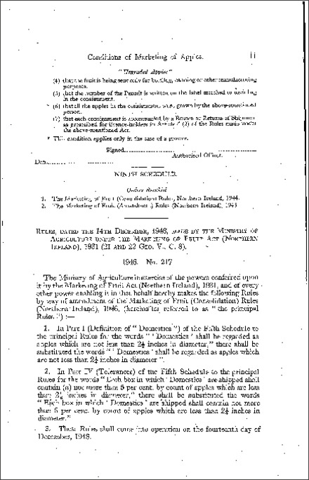 The Marketing of Fruit (Amendment) Rules (Northern Ireland) 1946