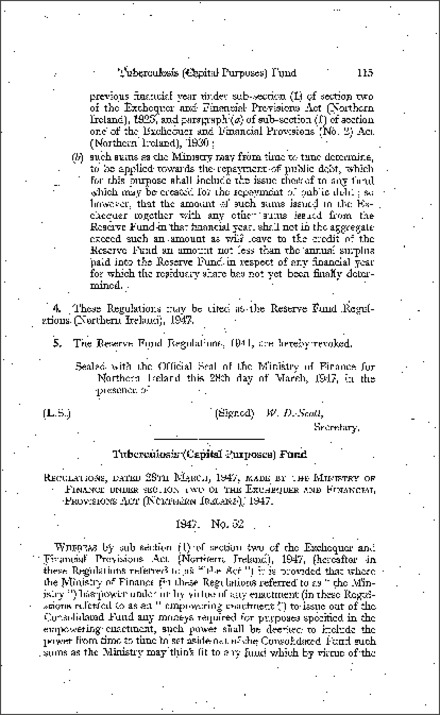 The Tuberculosis (Capital Purposes) Fund Regulations (Northern Ireland) 1947