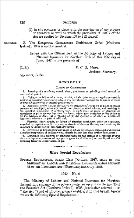 The Kiers Special Regulations (Northern Ireland) 1947