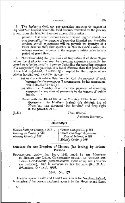 The Housing (Houses Built for Letting) (Amendment) Regulations (Northern Ireland) 1948