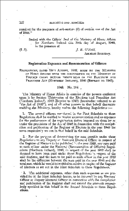 The Electoral (Registration Expenses) Regulations (Northern Ireland) 1948