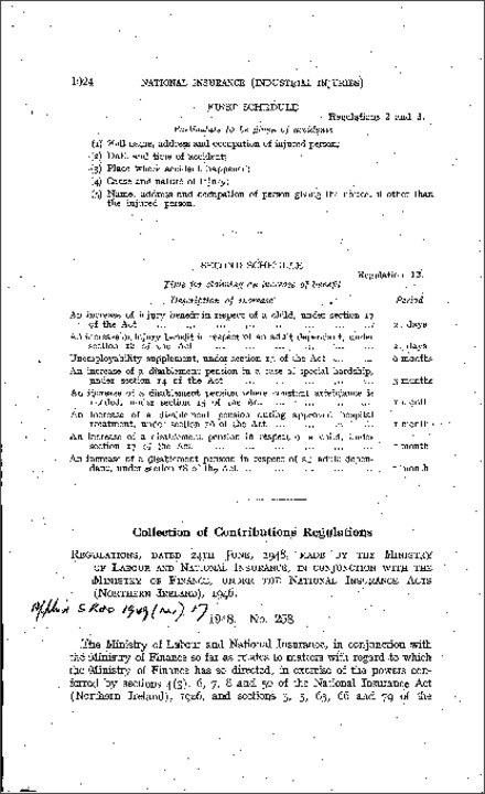 The National Insurance and Industrial Injuries (Collection of Contributions) Regulations (Northern Ireland) 1948