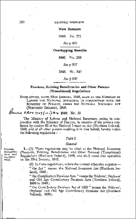 The National Insurance (Overlapping Benefits) Amendment Regulations (Northern Ireland) 1948