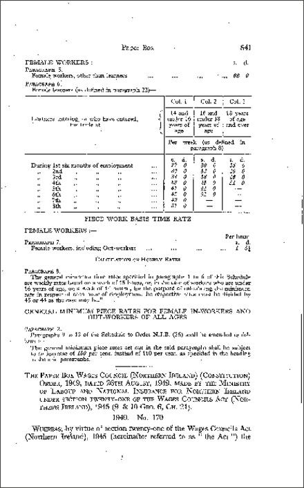 The Paper Box Wages Council (Northern Ireland) (Constitution) Order (Northern Ireland) 1949